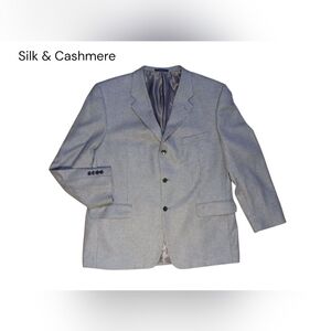 SILK & CASHMERE Soft, Light Grey Suit Coat Mens 46 R